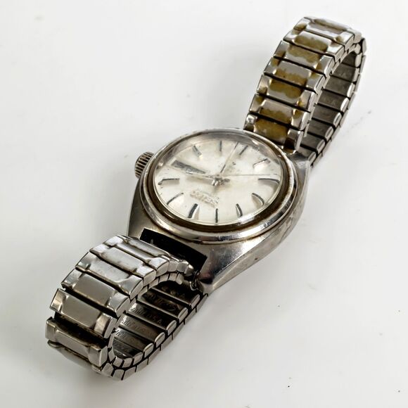 Vtg 1974 Seiko 2706-0020 Automatic Day Date Silver 24mm Nice ! Runs Well main image 2